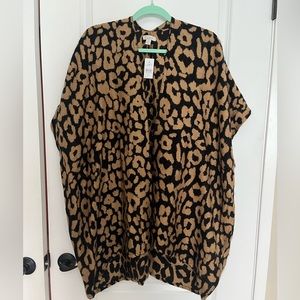 NWT LOFT Blanket Wrap Sweater Cheetah M/L NEW